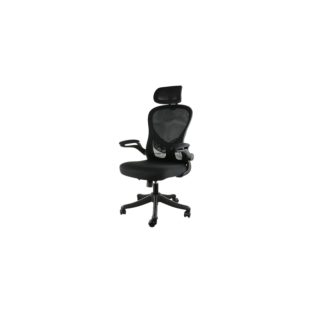 Elama High Back Adjustable Mesh and Fabric Office Chair with Adjustable Head Rest (White/Black)