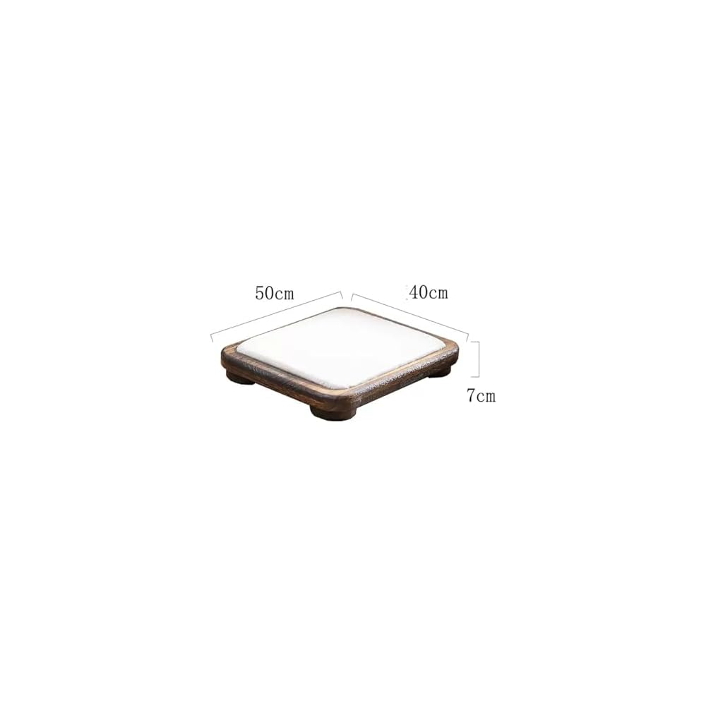 Sitting Floor Chair Wooden Lazy Tatami Legless Chair Fabric Cushion Living Room Window Bedroom 50X40X7CM(Size:50X40X7CM,Color:A)