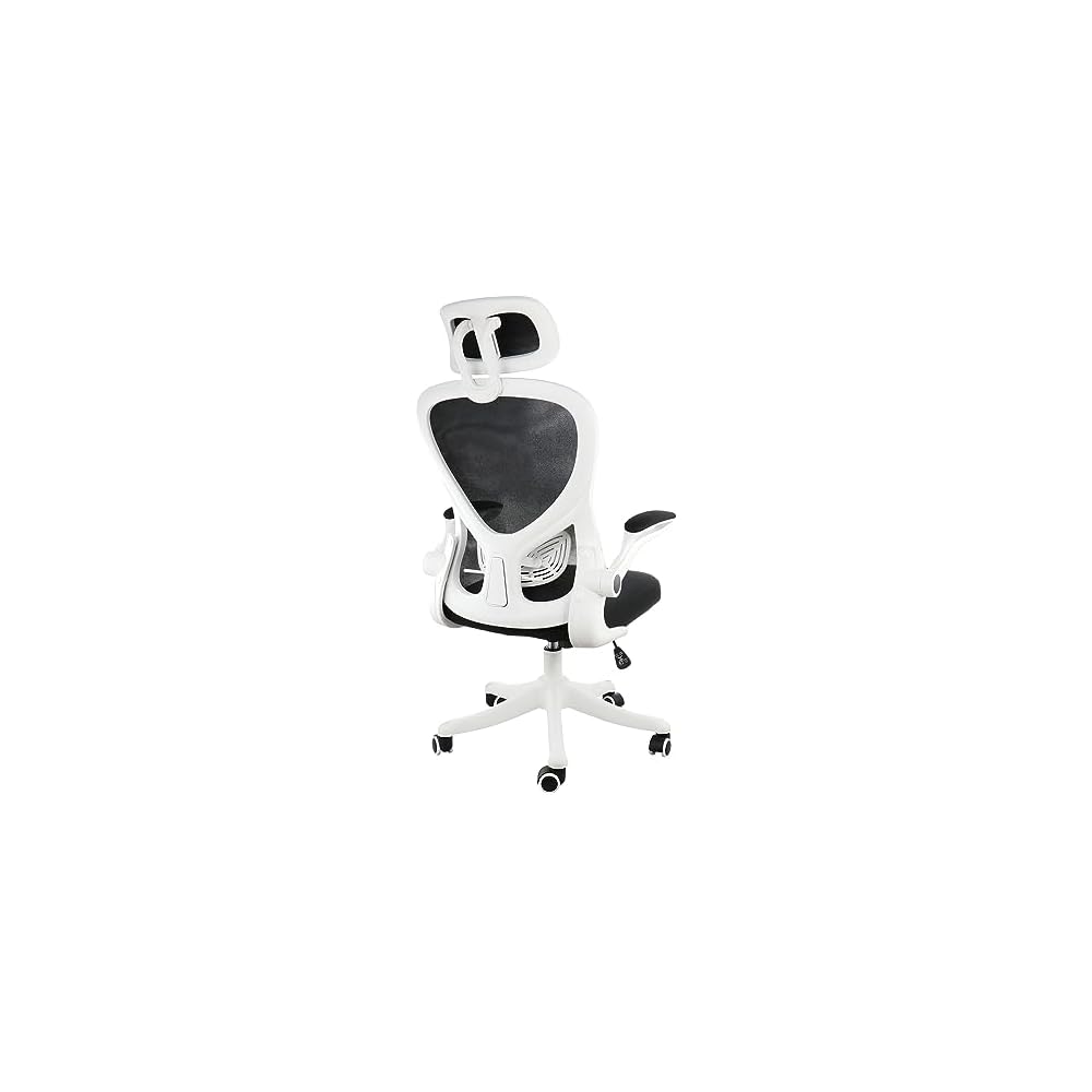 Elama High Back Adjustable Mesh and Fabric Office Chair with Adjustable Head Rest (White/Black)
