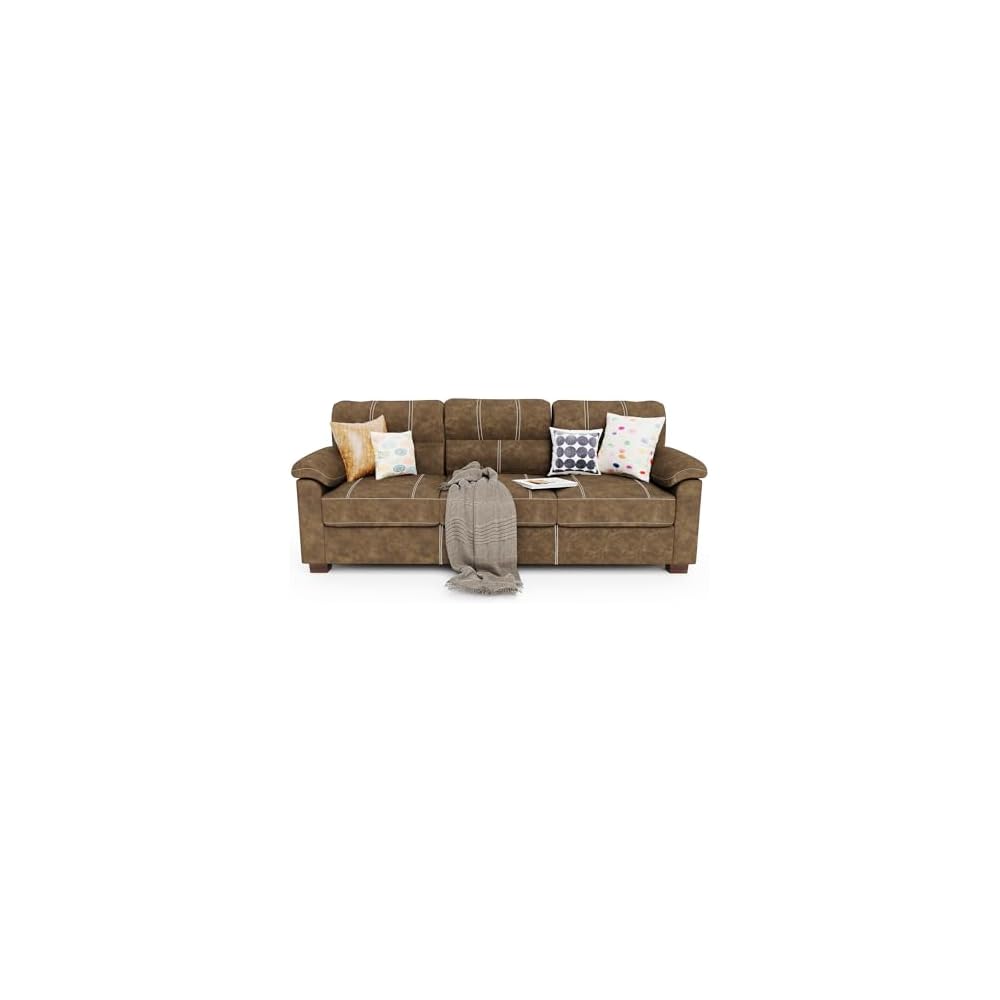 Ribilake 80 Inch Brown Faux Leather Sofa Couch