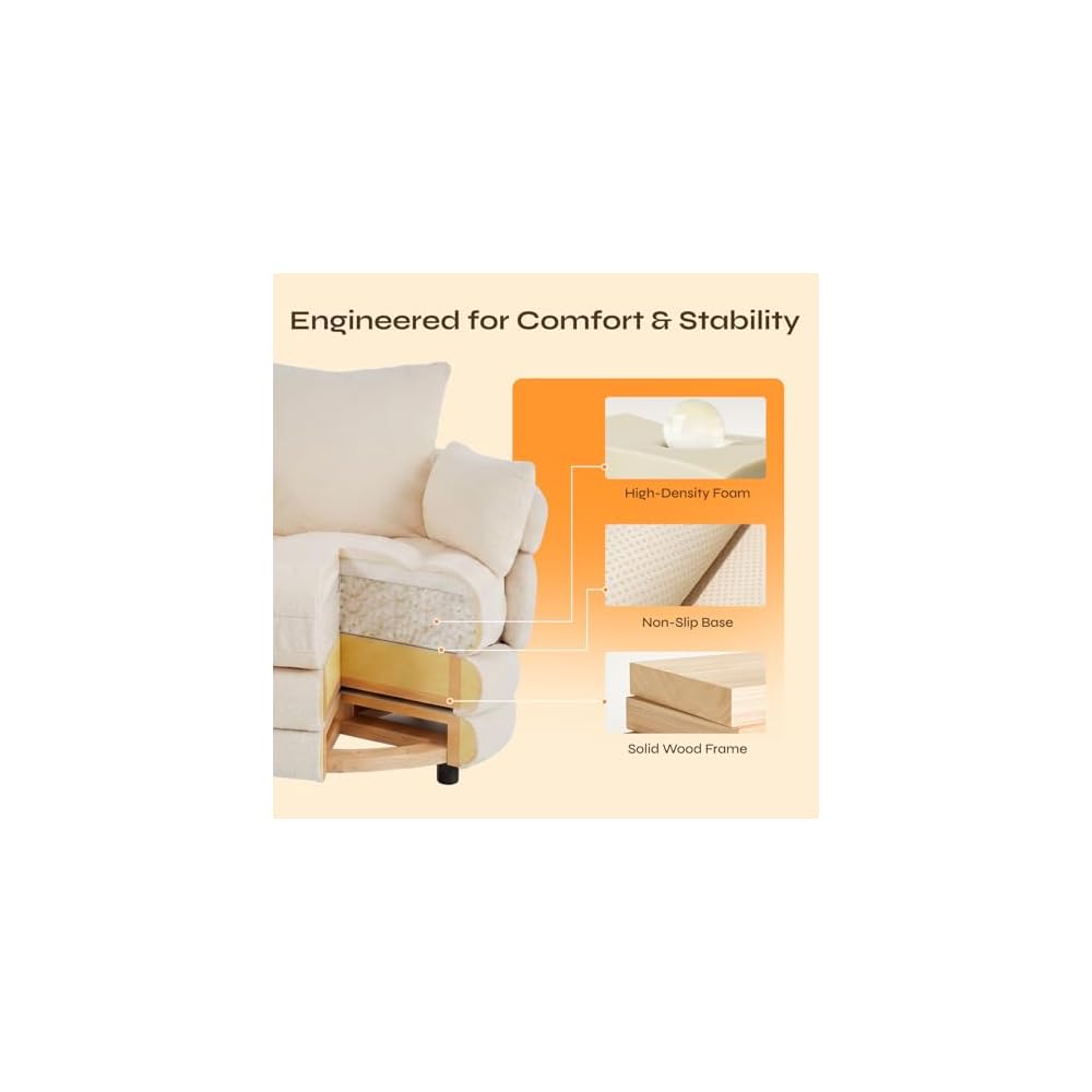 Pinmoco Swivel Barrel Chair, Teddy Velvet Round Accent Chair with 360° Rotating Base, Extra Large Comfortable Living Room Reading Chair, Off-White