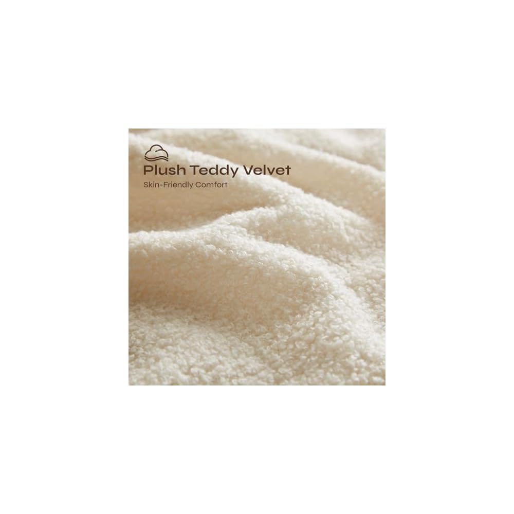 Pinmoco Swivel Barrel Chair, Teddy Velvet Round Accent Chair with 360° Rotating Base, Extra Large Comfortable Living Room Reading Chair, Off-White