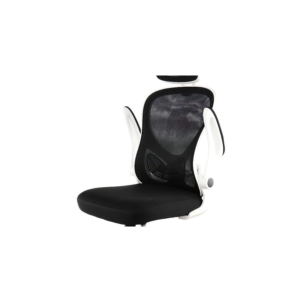 Elama High Back Adjustable Mesh and Fabric Office Chair with Adjustable Head Rest (White/Black)