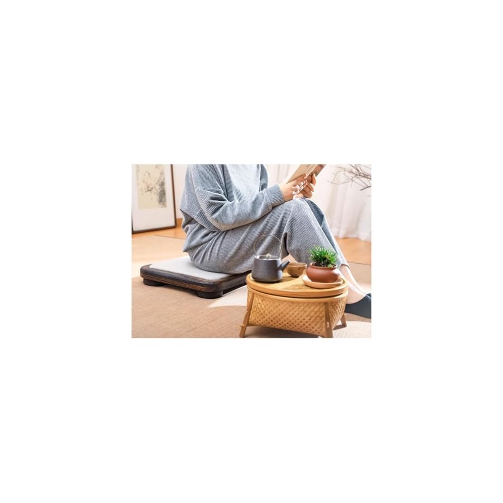 Sitting Floor Chair Wooden Lazy Tatami Legless Chair Fabric Cushion Living Room Window Bedroom 50X40X7CM(Size:50X40X7CM,Color:A)
