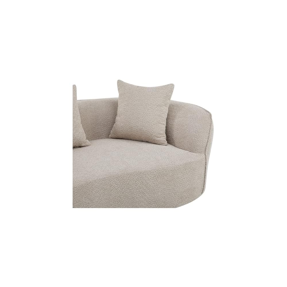 Christopher Knight Home Braebt 126" Comfy Upholstered Cloud Couch, 5-Seater Sofa Couches, Curved Modular Sectional Sofa with 4 Throw Pillows for Living Room, Study, No Assembly Required, Almond