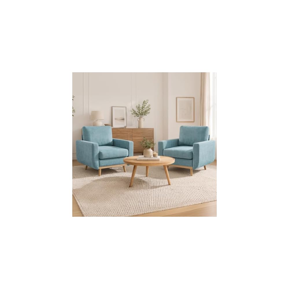 Accent Chair for Bedroom,Reading Chair with Deep Seat,Corduroy Armchair with Wood Legs, Comfy Living Room Chairs Single Sofa for Bedroom,Living Room and Apartment(Oatmeal)