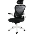 Elama High Back Adjustable Mesh and Fabric Office Chair with Adjustable Head Rest (White/Black)