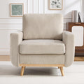 Accent Chair for Bedroom,Reading Chair with Deep Seat,Corduroy Armchair with Wood Legs, Comfy Living Room Chairs Single Sofa for Bedroom,Living Room and Apartment(Oatmeal)