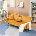 ERYE 72" Plush Corduroy Upholstered Futon Sofabed for Living Room Bedroom Studio, Modern Futon Sleeper Bed Convertible Love Seat Sofa W/Adjustable Backrest & Drop-Down Cupholders