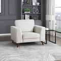 Lexicon Modern Accent Chair, Chenille Upholstered Armchair with Brown Legs, Track Arms, Single Sofa Chair for Living Room/Bedroom/Office/Waiting Room, Silver Cloud
